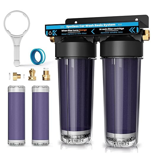 Spotless Water System 洗车用 去离子滤水器 带树脂 洗车用去离子器 便携式去离子水系统 适用于摩托车、房车、无需毛巾干燥